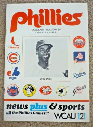 1971 Chicago Cubs @ Philadelphia Phillies Program - Ernie Banks On Cover