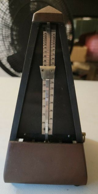 Vintage Wittner 811M Pendulum Pyramid Metronome with Bell - Mahogany Finish 3