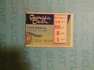 Georgia Tech Football Ticket Stub,  Oct.  13,  1945,  Vs.  Samford,  W: 43 - 0