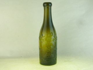 45762 Old Vintage Antique Glass Bottle Green Codd Soda Mineral Newton Heath
