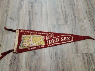 Vintage Fenway Park American League Champions Boston Red Sox Pennant