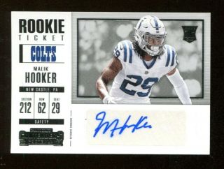 Malik Hooker 2017 Panini Contenders Rookie Ticket 261 Auto Colts 55538