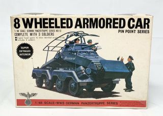 Vintage Bandai 1/48 Scale German 8 Wheeled Armored Car Model Kit 8238