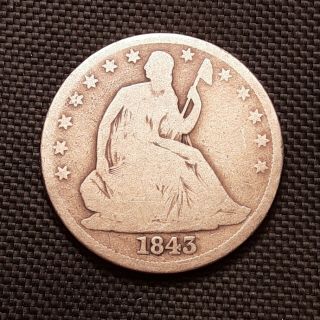 1843 Seated Liberty Half Dollar - Very Good Vg