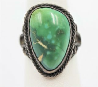 Antique Navajo Old Pawn Handmade Sterling Silver & Turquoise Size 6.  25 Ring