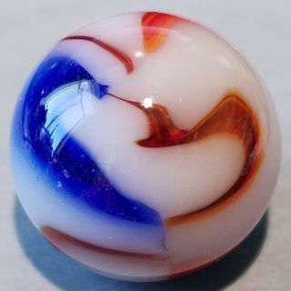 11/16 " Vintage Peltier Glass Co.  Liberty Nlr Marble Red White And Blue Wow