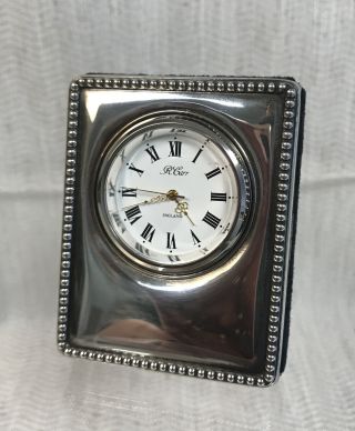 R.  Carr Sterling Silver Small Desk Clock Hallmarked Sheffield 1994