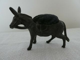 Antique / Vintage Detailed Spelter Metal Donkey Pin Cushion