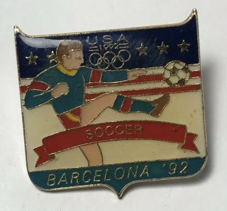 1992 Olympic Barcelona Soccer Enamel Pin,  Pinback,  Pin Badge,  Soccer Fan 90’s