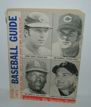 1971 The Sporting News Official Baseball Guide,  G - Vg,  Bench,  Gibson,  Killebrew