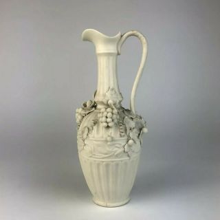 Antique Parian Bisque Porcelain Ewer Pitcher Jug Or Vase.  Staffordshire 19thc