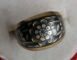 Antique.  Silver (875) Gilded Ring Niello Decoration.  Made In СССР.