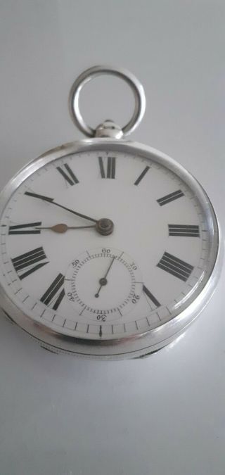Waltham Mass Antique Solid Silver Hallmarked Pocket Watch.  Needs Attention.