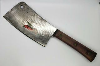 Vintage F.  Dick 84 Butcher Meat Cleaver Germany Wood Handle Antique Hog Splitter