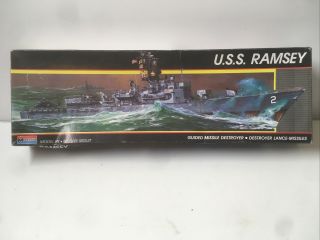 Monogram 1:310 Scale Destroyer U.  S.  S.  Ramsey Guided Missile Destroyer.  Open Box