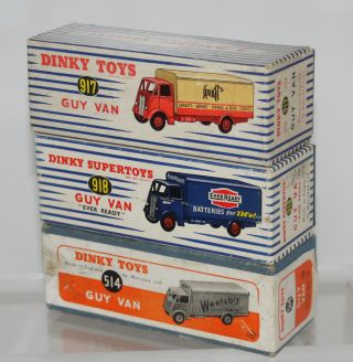 Meccano Dinky Toys 3x Guy Van Empty Boxes Spratts - Ever Ready - Weetabix