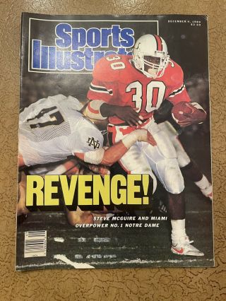 Si: Sports Illustrated December 4,  1989 Revenge Steve Mcguire University/miami G