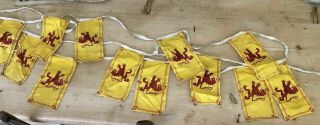 Red Lion Rampant Of Scotland On Yellow 14x Royal Banner Flags1930s Cloth Bunting