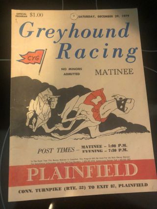 1979 Plainfield Greyhound Program 12/29