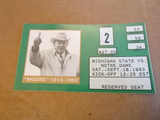 Notre Dame Vs.  Michigan State - 1993 Football Ticket Stub