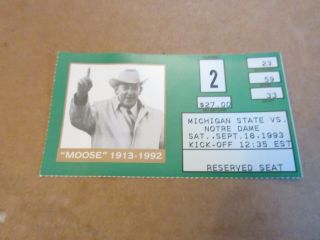 Notre Dame Vs.  Michigan State - 1993 Football Ticket Stub [2]