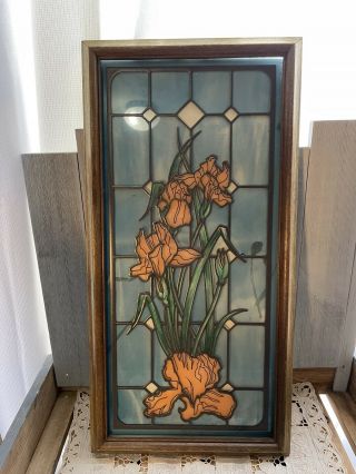 Antique Vintage Stained Glass Framed
