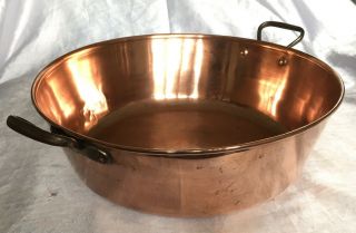 A Large Vintage Two Handled Copper Rolled Top Pan.