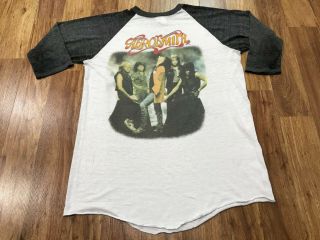 Medium - Vtg 1987 Aerosmith Permanent Vacation Tour 80s Raglan 50/50 T - Shirt