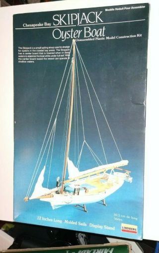 Lindberg 850 12” Long Plastic Chesapeake Bay Skipjack Oyster Boat Model Kit Nib