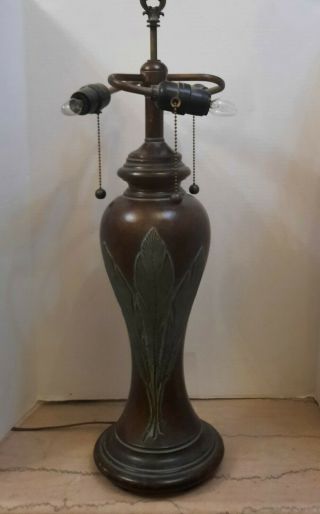 Ornate Bronzed Metal Antique Lamp Base - 26 " 3 Pull Chain Sockets -
