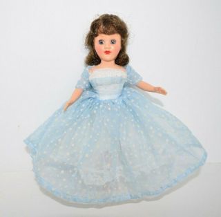 Early Vintage 8 " Richwood Sandra Sue Doll Strung Blue Bridesmaid Dress Brunette