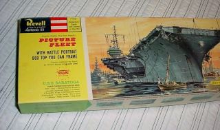 1960 Revell H - 385 Uss Saratoga Aircraft Carrier Picture Fleet Box Issue