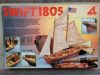 Vtg Artesania Latina Model Kit:wooden Swift 1805 Virginia Pilot Boat 1:50 Scale