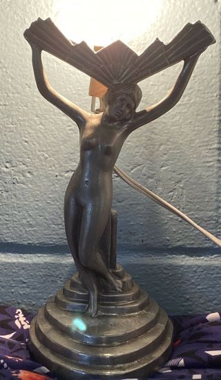 Vtg Art Deco Style Antique Nude Woman Lamp Base Chandler Ii - Hollywood Glam