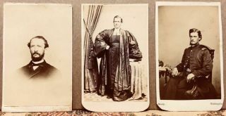 3 Antique Civil War Era Cdv Photos Id 