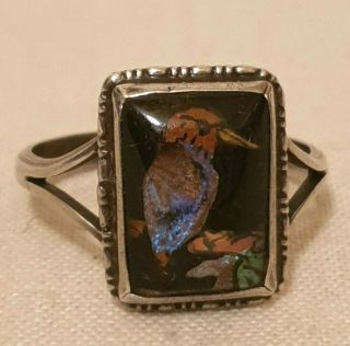 Antique Butterfly Wing Kookaburra Ring.  925 Silver By Thomas L Mott Pat.  202213