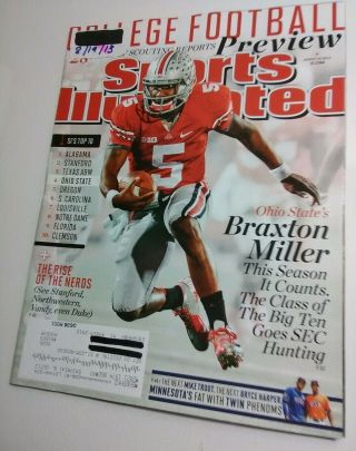 Sports Illustrated 8/19/2013 College Football Ohio State Braxton Miller Nm Mag.
