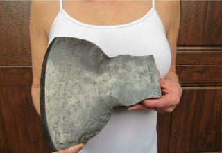 Vtg/antique " Large " Broad Head Hewing Axe Head Stamped " Cast Steel " 5 Lb 6.  4 Oz.