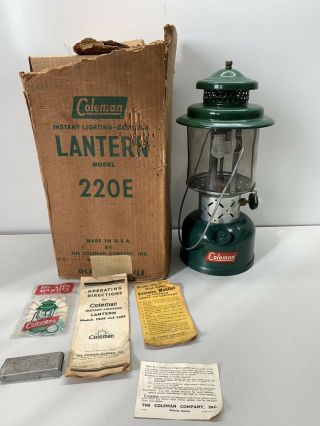 Vintage Coleman Instant Lighting Gas 220e Double Mantel Camping Lantern