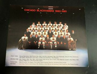 1980 - 81 7 - Up Chicago Black Hawks 7 1/2 X 9 1/2 Team Photo Hockey Nhl