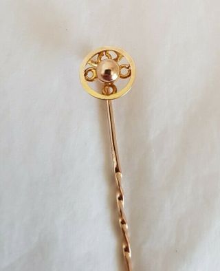 Antique 9ct Yellow Gold Stick/tie Pin.  Art Deco Period.  Circa 1910.  20 
