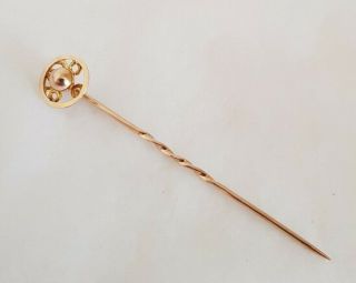 Antique 9ct Yellow Gold stick/Tie pin.  Art Deco period.  Circa 1910.  20 ' s 3