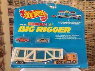 Hot Wheels Big Rigger Micro Color Racers Mini Transport Truck Hauls