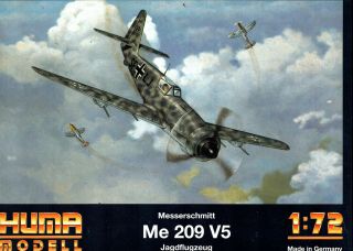 Huma 1/72 Messerschmitt Me209 V5 Late - War Fighter Ww2 German Luftwaffe Kit 3505