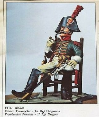 Poste Militaire 90mm Ftd - 1 French Trumpeter 1st Regiment Dragoon White Metal