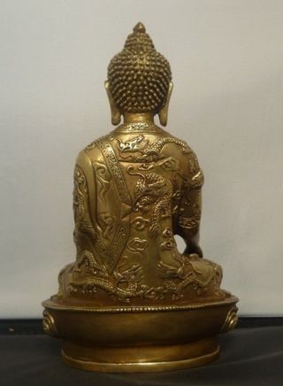 Tibet Tibetan Buddhis shakyamuni old bronze buddha Dragon Tathagata statue 2