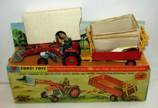 Corgi Gift Set 9 Massey Ferguson 165 Tractor & Trailer Packing Box