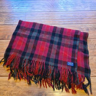 Vintage Pendleton Wool Throw Blanket Plaid 45 " X 70 Red Blue Black Fringe