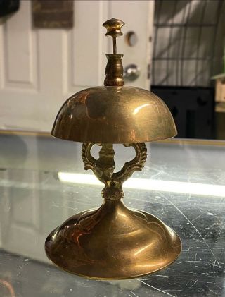 Antique Brass Hotel Desk Bell Mid 19th Century Victorian Style 2