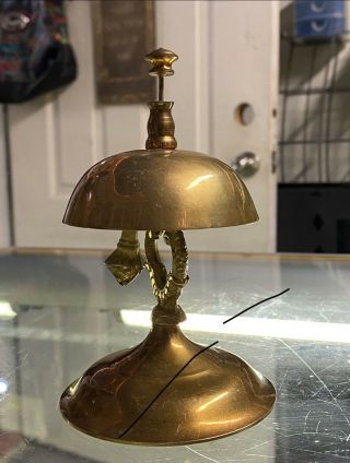 Antique Brass Hotel Desk Bell Mid 19th Century Victorian Style 3